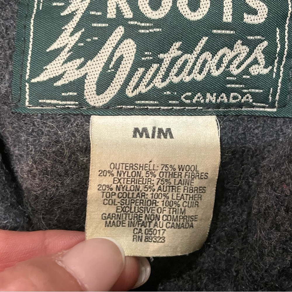 Roots Gray Wool Jacket with Black Leather Collar - Picture 8 of 8